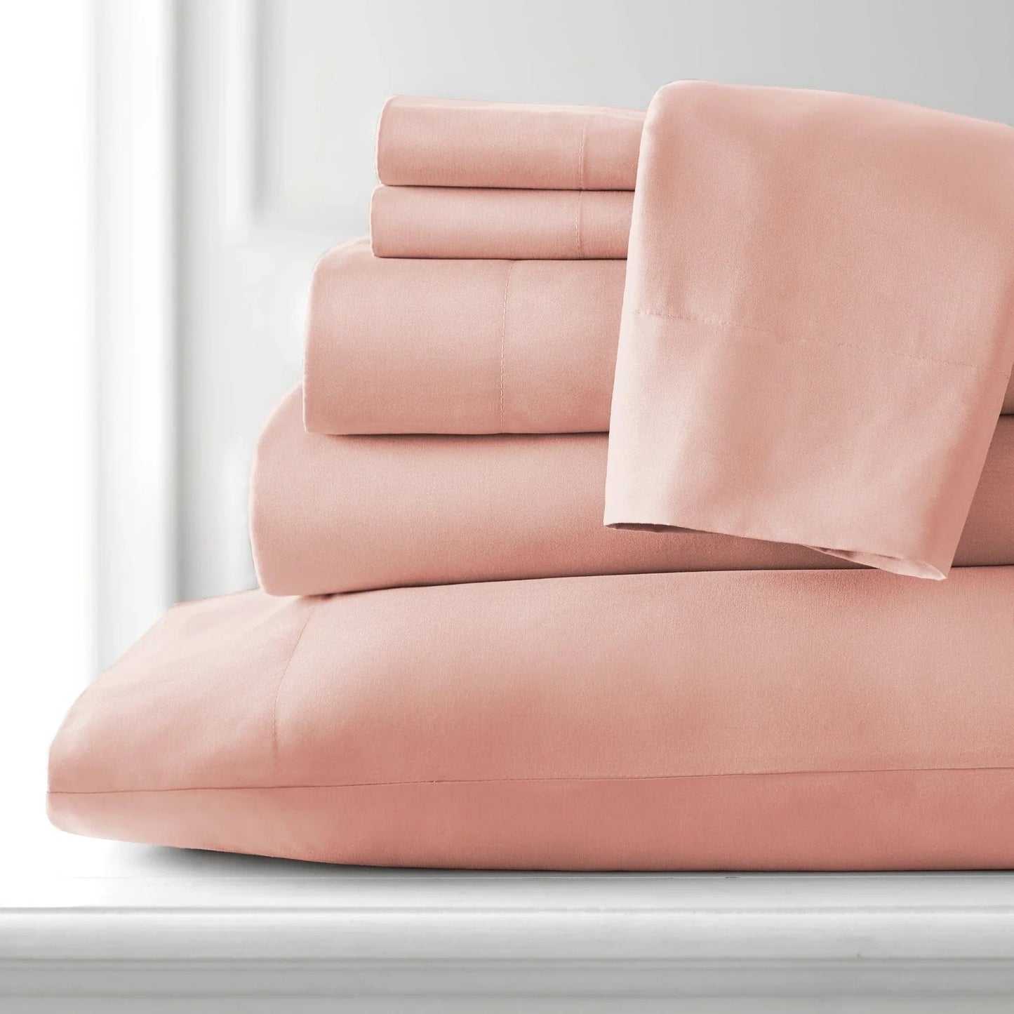 Luxe Microfiber 6 Piece Sheet Set, Peach