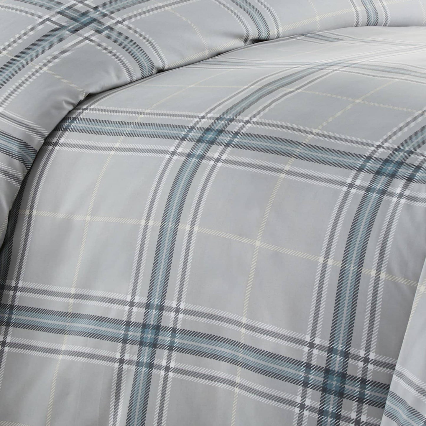 Simple Plaid Comforter Set, Grey