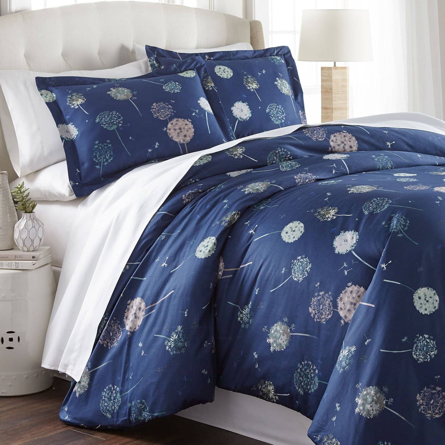 Dreamy Dandelion Duvet Cover Set, Navy Blue