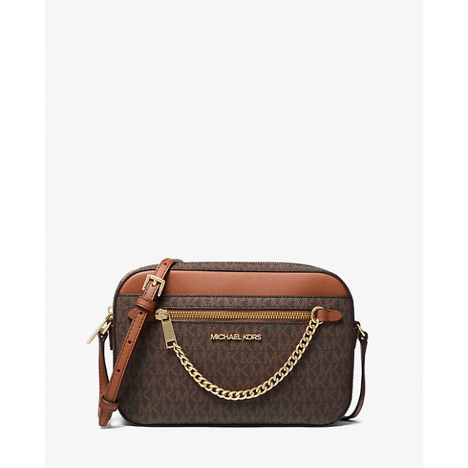 Michael Kors Jet Set Large Logo Crossbody, Signature Brown