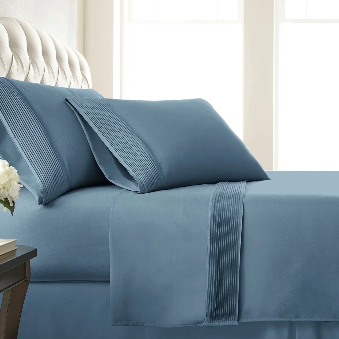 Pintuck Luxe Microfiber 6 Piece Sheet Set, Blue