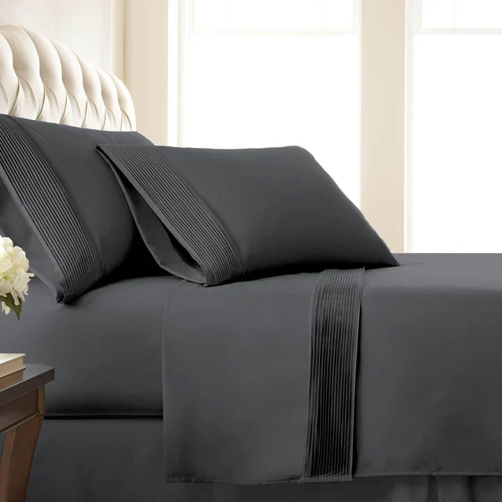 Pintuck Luxe Microfiber 6 Piece Sheet Set, Slate