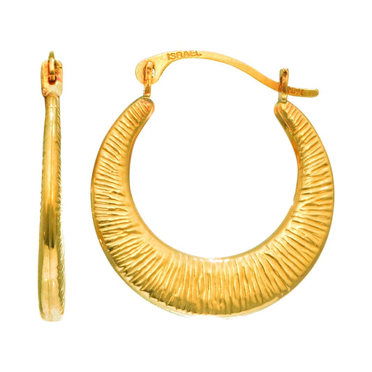 14K Textured Hoop Earrings