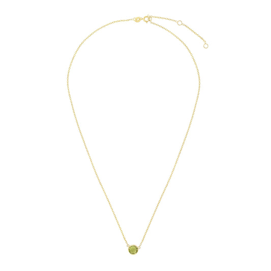 14K Peridot Solitaire Necklace